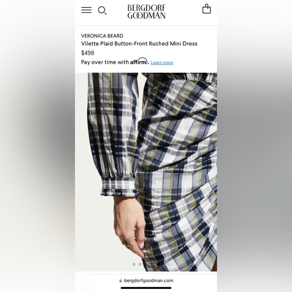 New Veronica Beard Vilette Plaid Button-Front Ruched Mini Dress size 4 - Picture 6 of 11